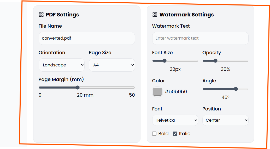 Pdf Settings