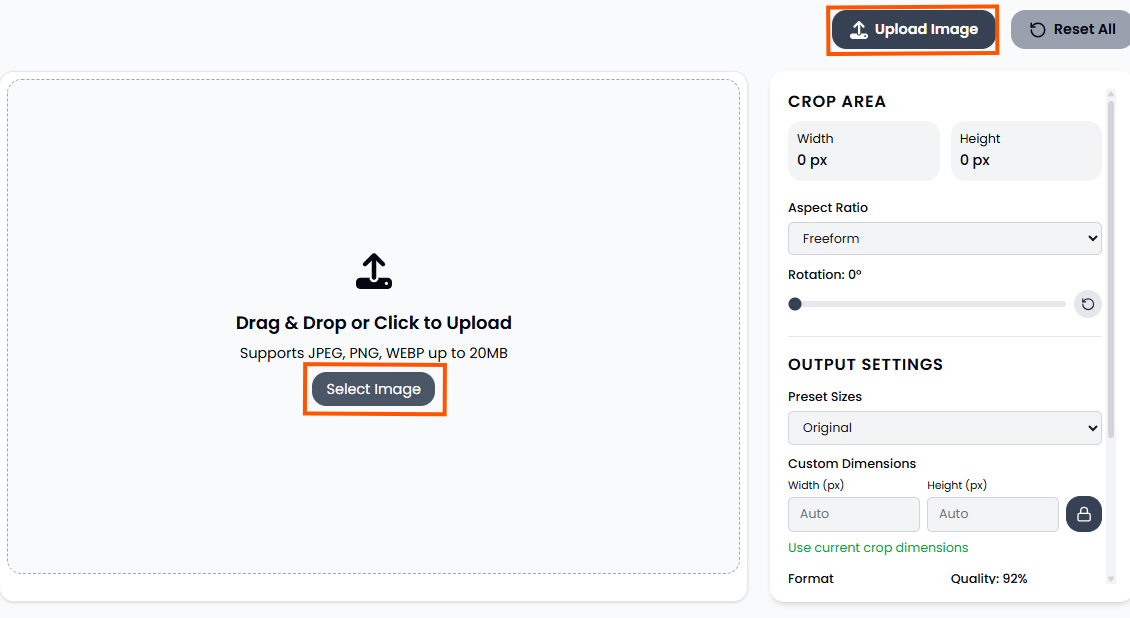 Upload Image for Cropping