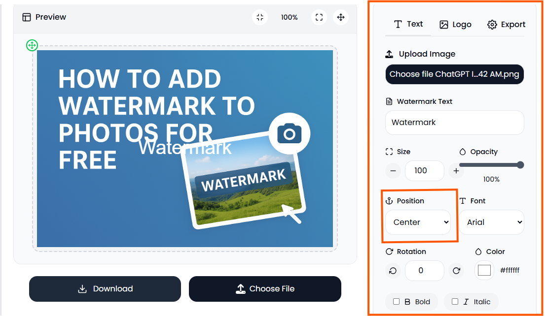 Watermark Position Options