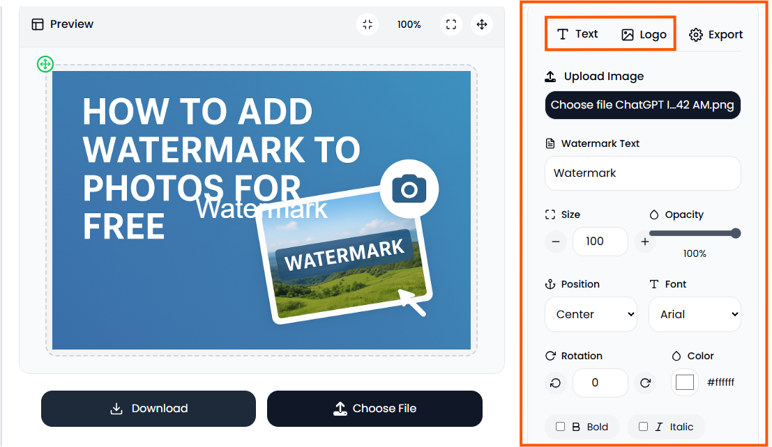 Watermark Type Selection
