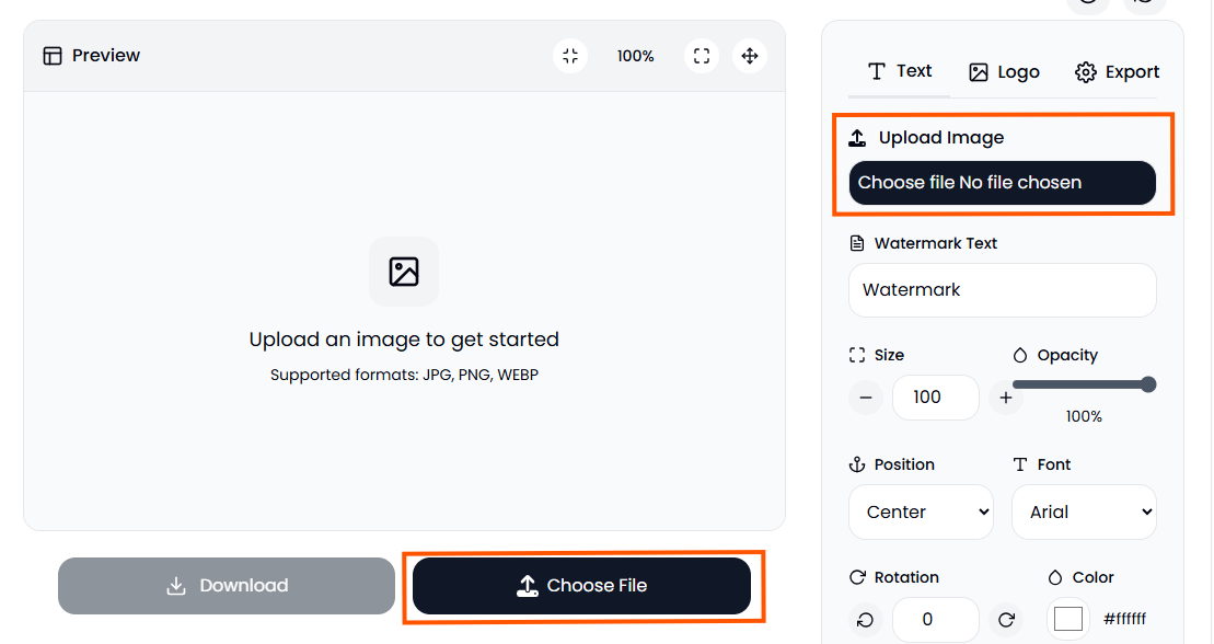 Upload Photo for Watermarking